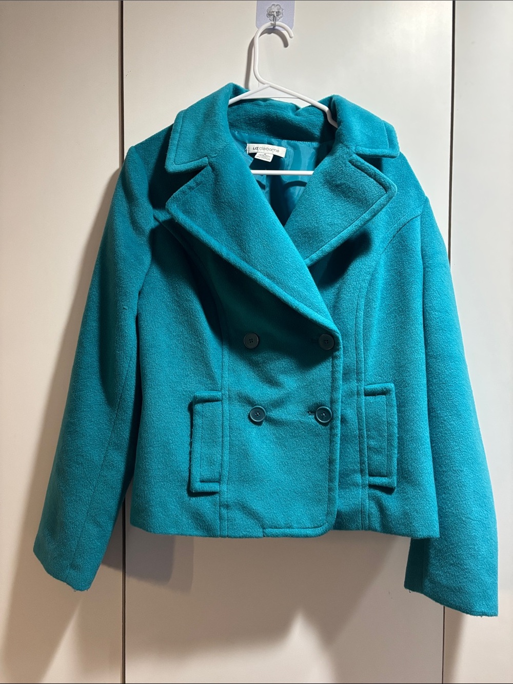 Liz Claiborne Teal Pea Coat Medium Women’s